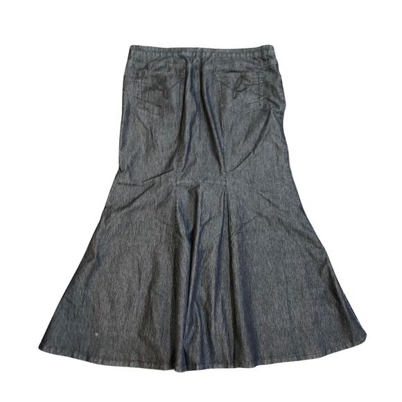 Vintage 90s Bisou Bisou Denim Black Stretch Mermaid Maxi Skirt 16 Western Boho - Picture 2 of 4